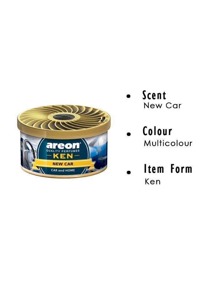 Areon Ken New Car Gel Air Freshener 35g for Car and Home, Long Lasting Adjustable Scent Strength, Can Type Freshener, Odor Eliminator for Smoke Food Pets, All Weather Performance, Premium Fragrance for Vehicle Interior Cabin Use Daily Use Fresh - Image 2